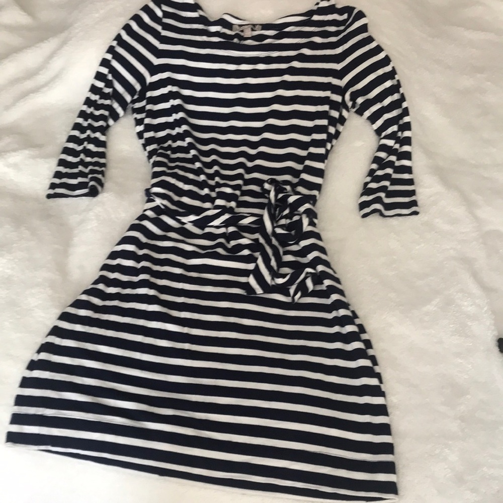 Navy & White striped dress